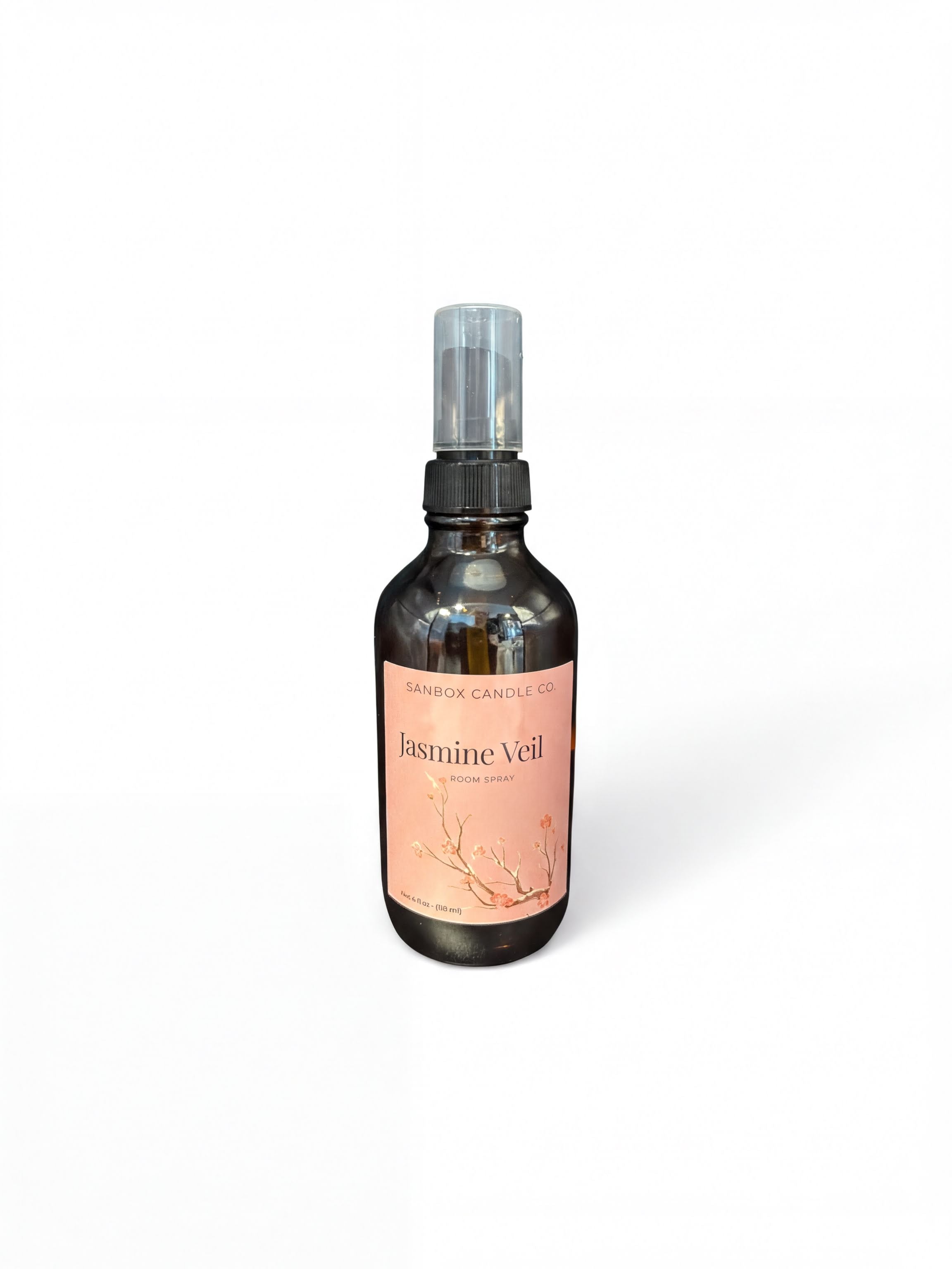 A bottle of "Jasmine Veil" candle from Sanbob Candle Co.