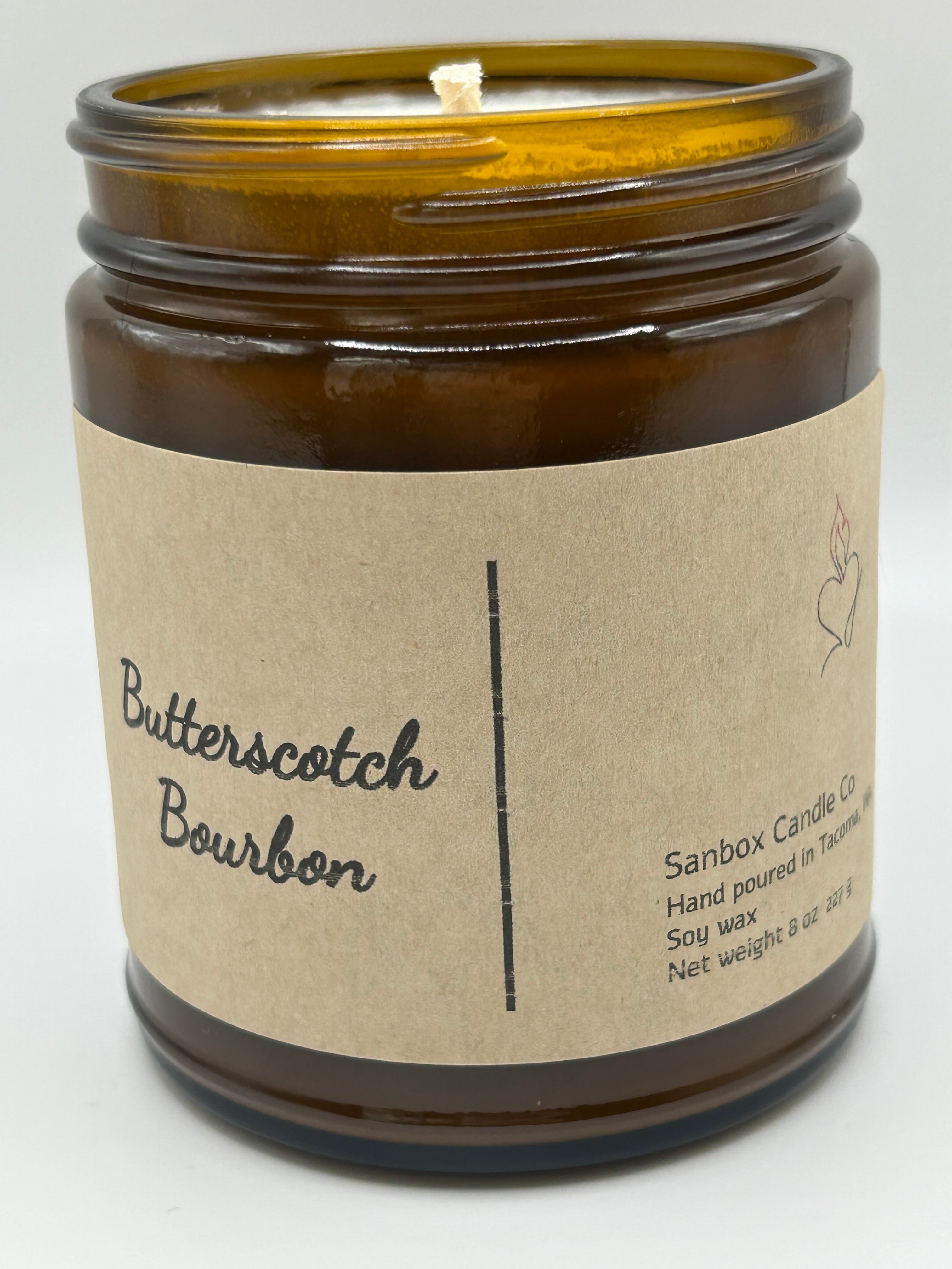 8 ounce Soy Candle Butterscotch Bourbon + Pick your favorite Fragrance