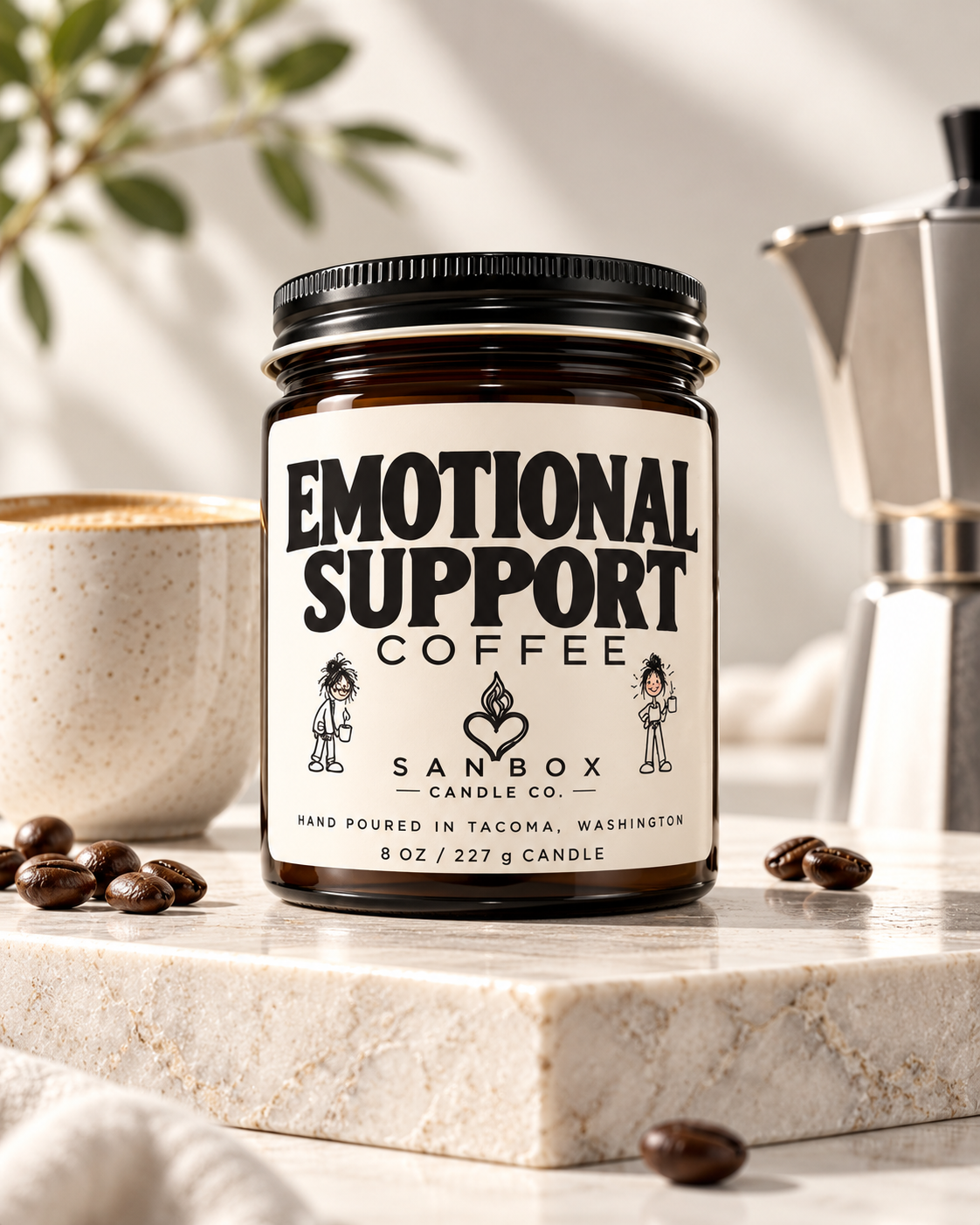 Emotional Support Coffee - 8 oz Soy Candle