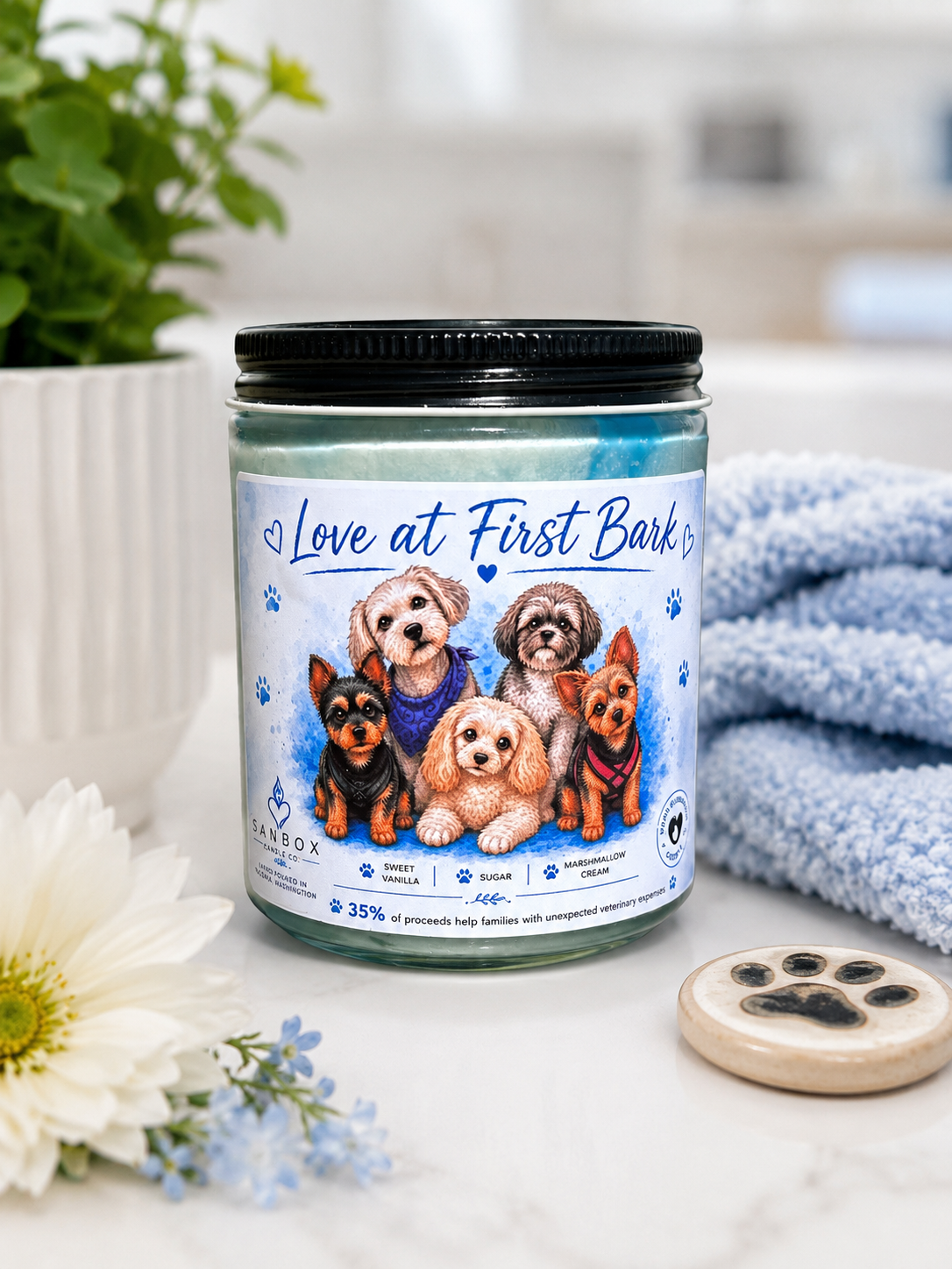 Love at First Bark 8-oz Soy Odor-Eliminating Candle