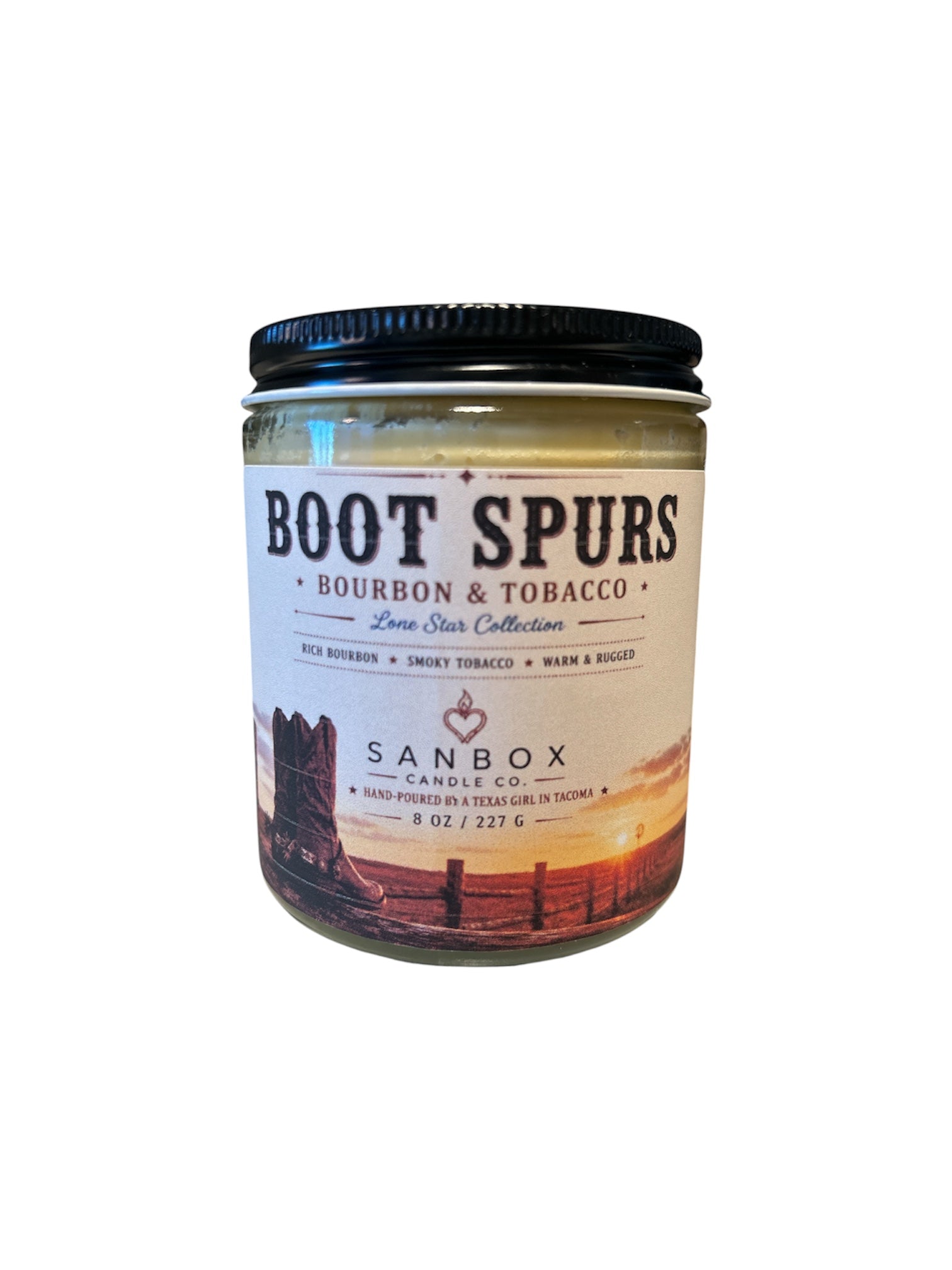 Boot Spurs 8-oz Soy Candle Bourbon & Oak