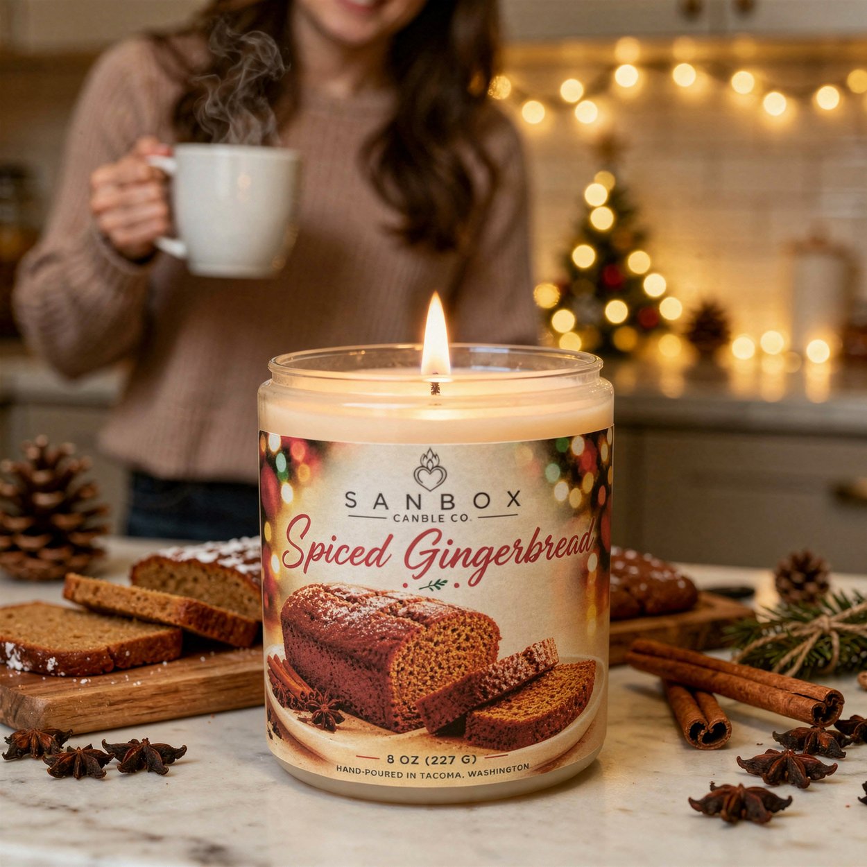 Spiced Gingerbread 8-oz Soy Candle Holiday Candle