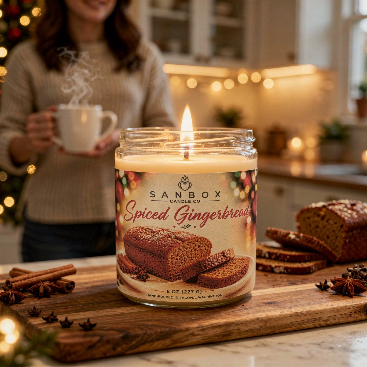 Spiced Gingerbread 8-oz Soy Candle Holiday Candle
