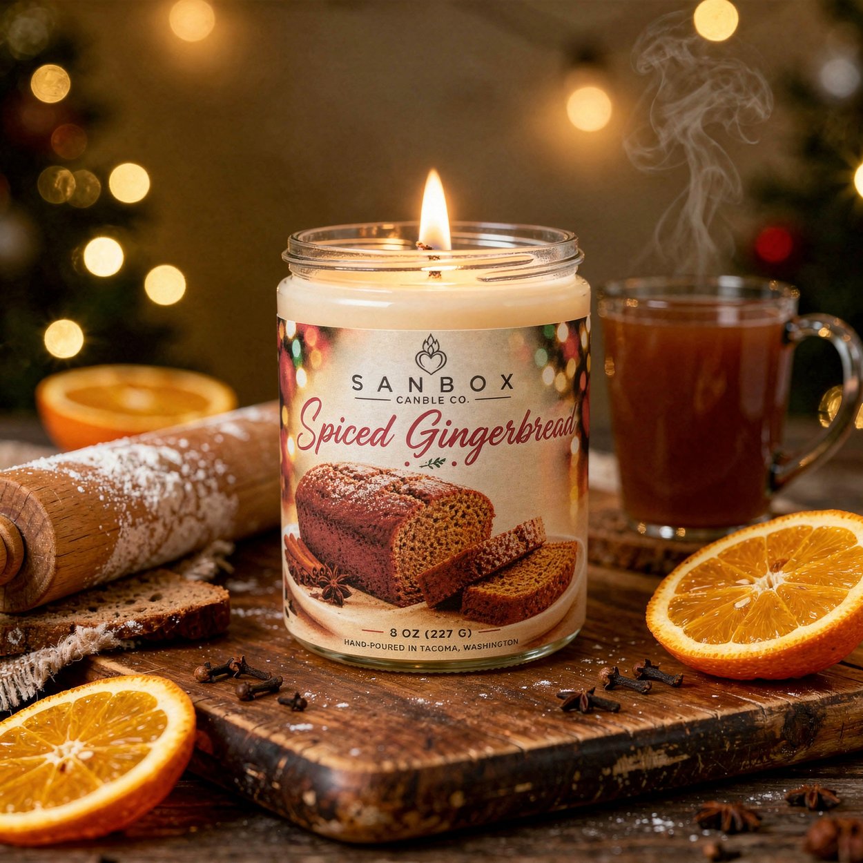 Spiced Gingerbread 8-oz Soy Candle Holiday Candle