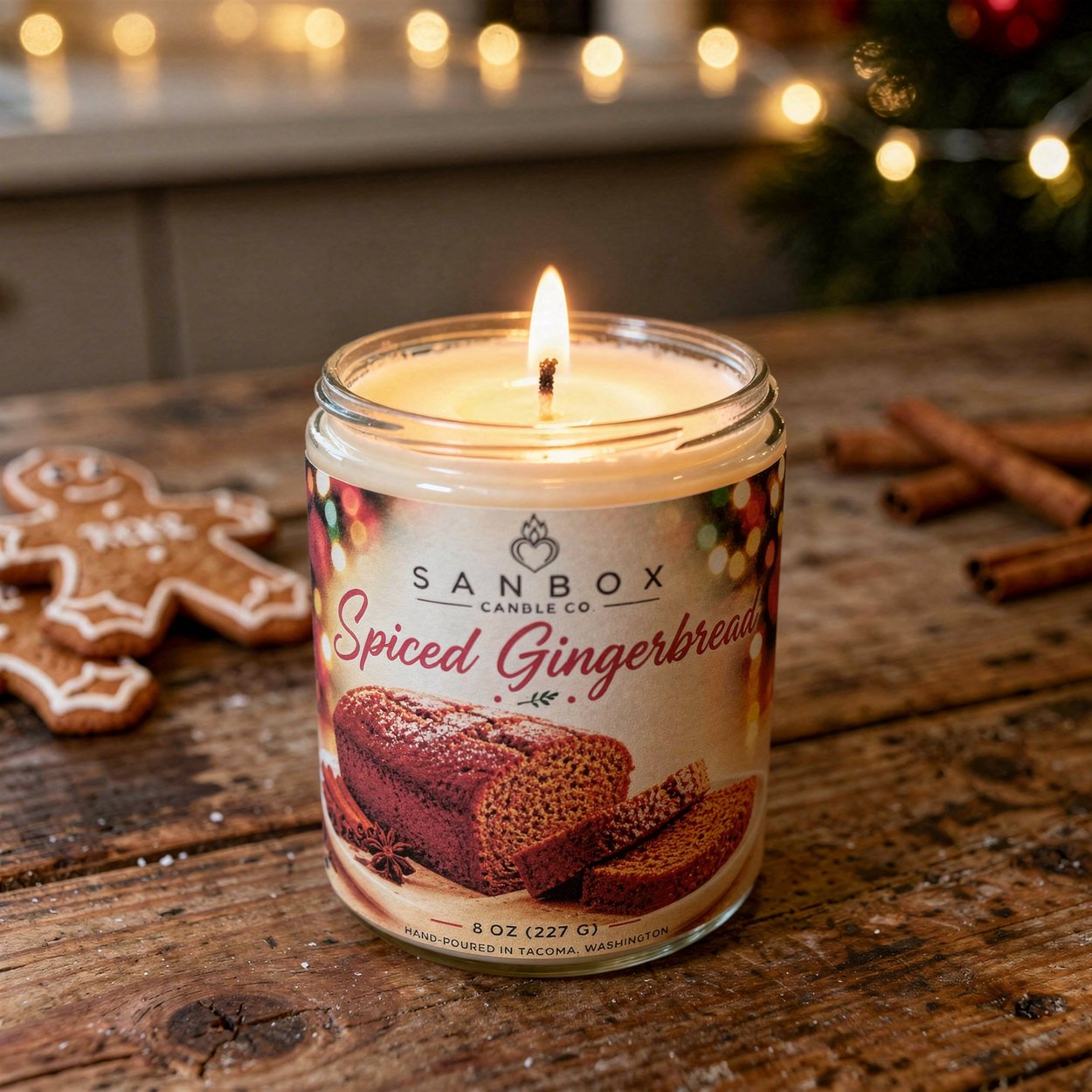 Spiced Gingerbread 8-oz Soy Candle Holiday Candle