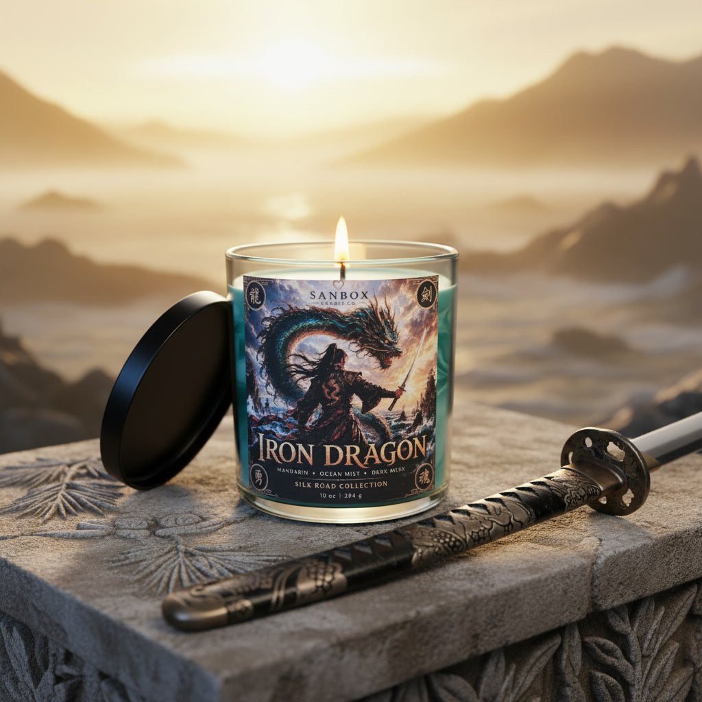Iron Dragon 10-oz Soy Candle   Mandarin, Ocean Mist & Dark Musk