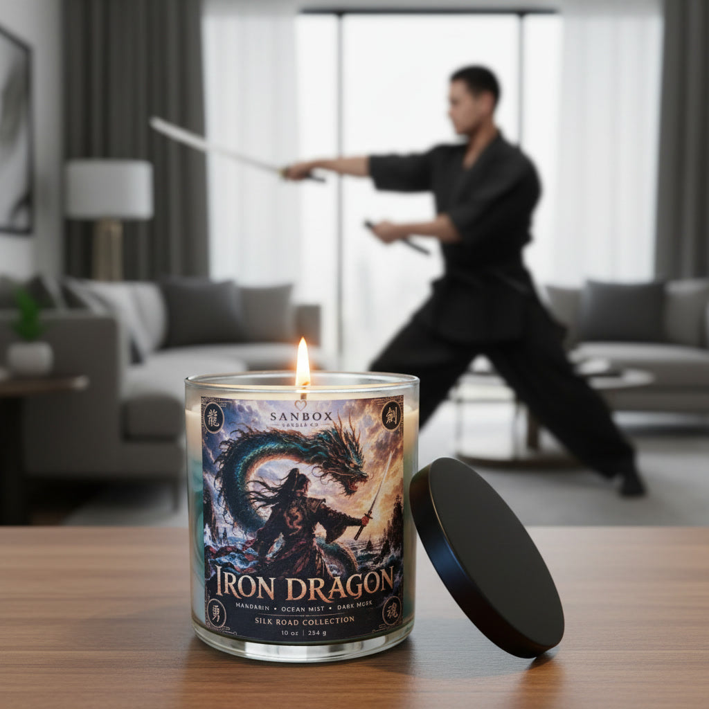 Iron Dragon 10-oz Soy Candle   Mandarin, Ocean Mist & Dark Musk