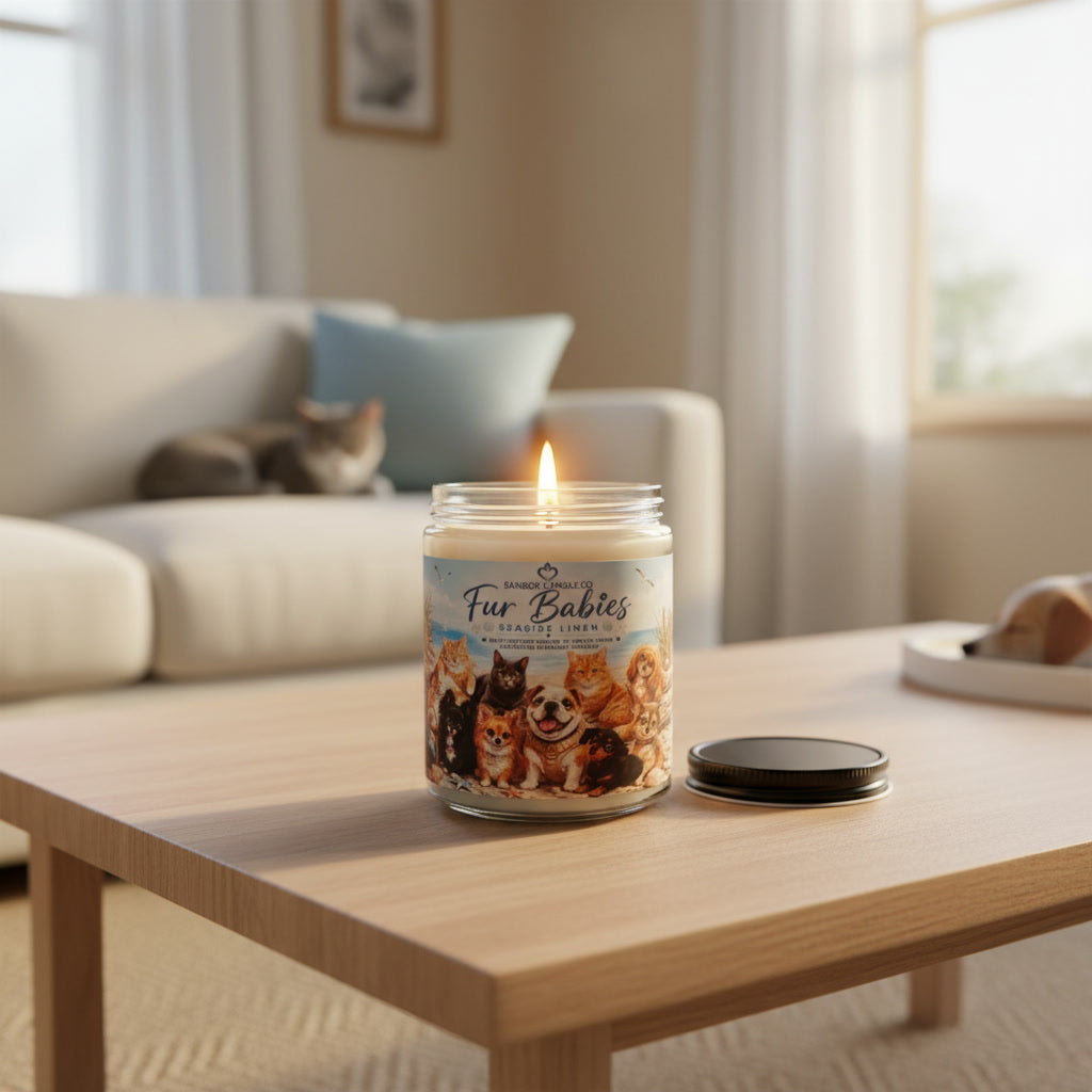 FUR BABIES - 8 oz Odor Eliminating Soy Candle - Seaside Linen