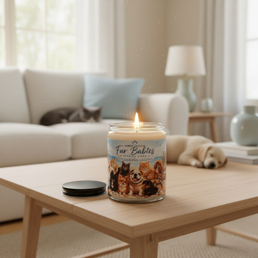 FUR BABIES - 8 oz Odor Eliminating Soy Candle - Seaside Linen