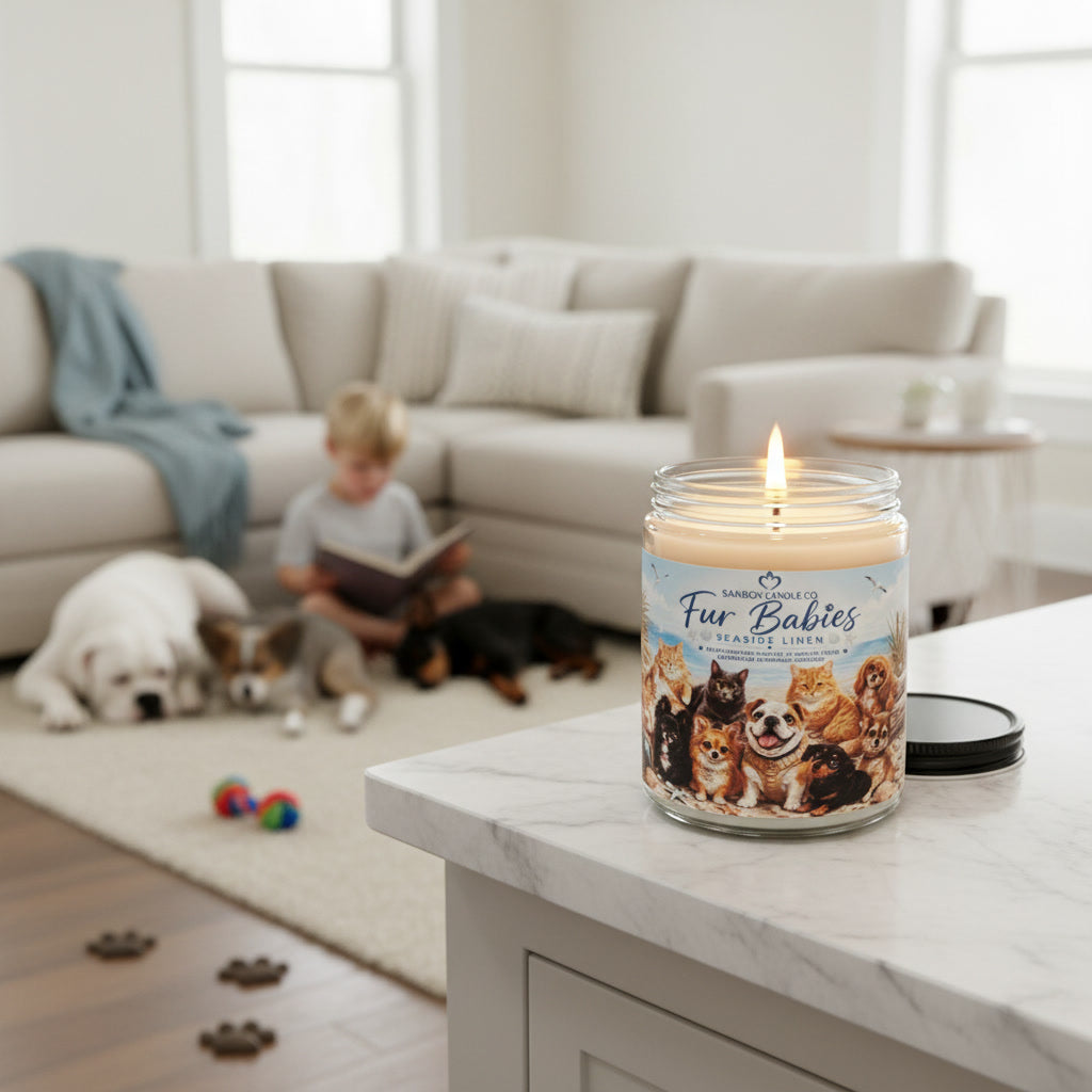 FUR BABIES - 8 oz Odor Eliminating Soy Candle - Seaside Linen