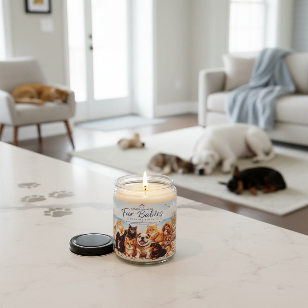 FUR BABIES - 8 oz Odor Eliminating Soy Candle - Seaside Linen