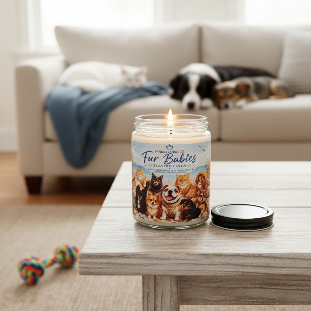 FUR BABIES - 8 oz Odor Eliminating Soy Candle - Seaside Linen