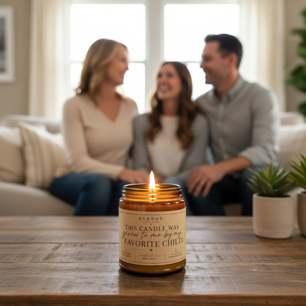 THIS CANDLE WAS GIVEN TO ME BY MY FAVORITE CHILD - FUNNY GIFT CANDLE - AMBER JAR