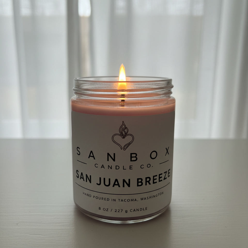 San Juan Breeze 8 oz Soy Candle with Minimalist Label