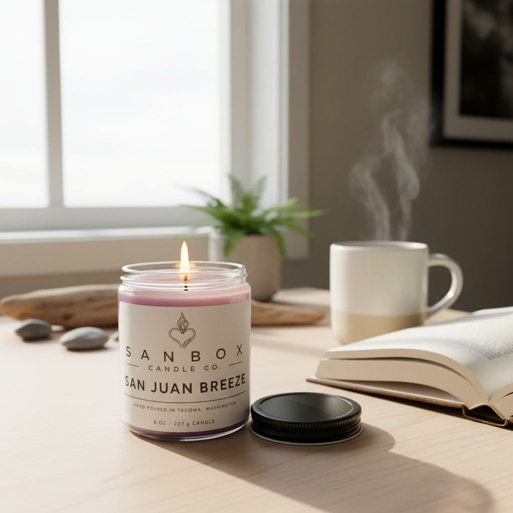 San Juan Breeze 8 oz Soy Candle with Minimalist Label