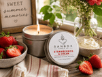 Strawberries & Cream 5 ounce soy candle with sweet strawberry and cream scent